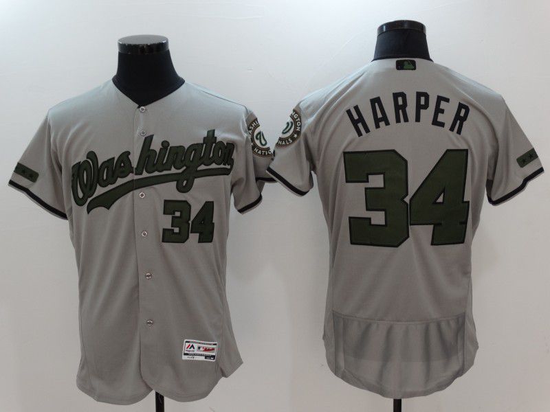 2017 Men MLB Washington Nationals #34 Harper Grey Elite Commemorative Edition Jerseys->atlanta braves->MLB Jersey